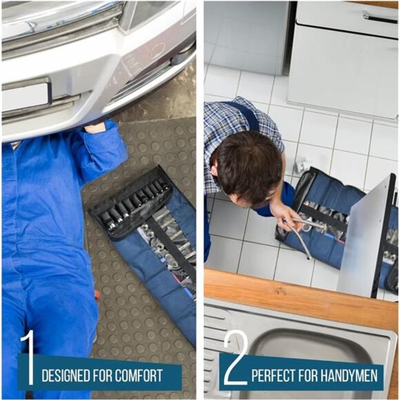 32 Pocket Tool Roll Organizer - Wrench & Pouch Includes Pouches for 10 Sockets - Picture 7 of 8